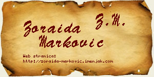Zoraida Marković vizit kartica